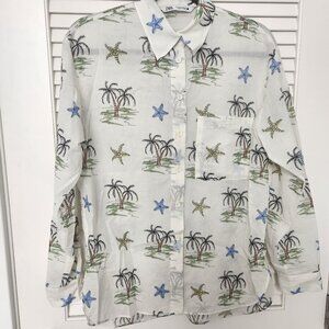 Zara long sleeve blouse tropical print - size S